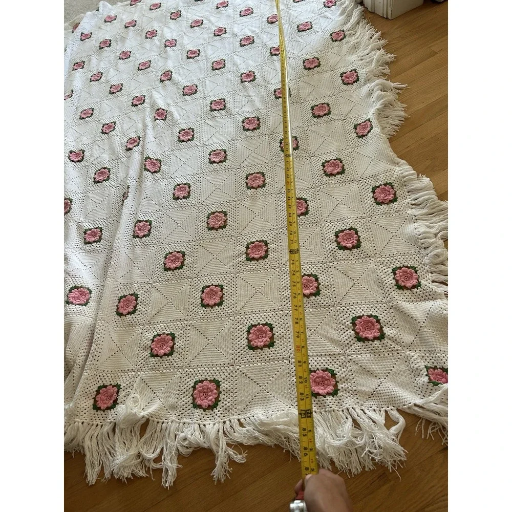 Vintage Granny Square‎ Afghan Crochet Twin Full Queen Handmade Blanket 83x72